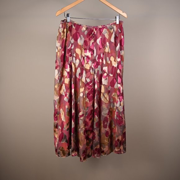 💗HOST PICK💗Jones New York-Deep red and gold 2 layer full skirt. Size 12 - Picture 1 of 7